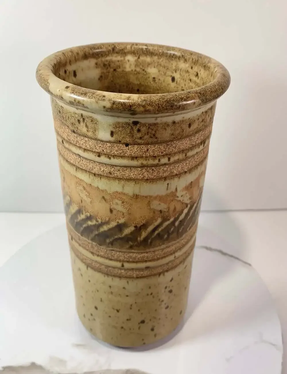 Artist Signed Pottery Vase Earth Tones beautiful